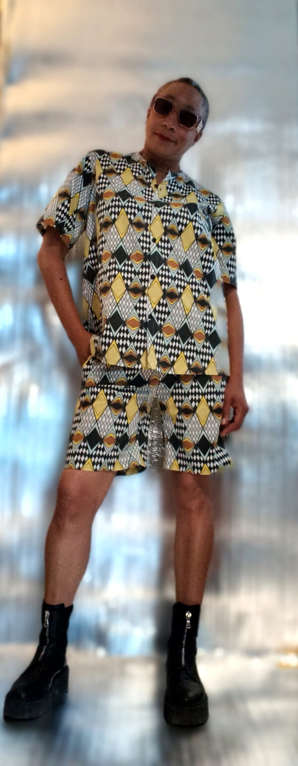 Total look : blouse & pants short cotton unisex